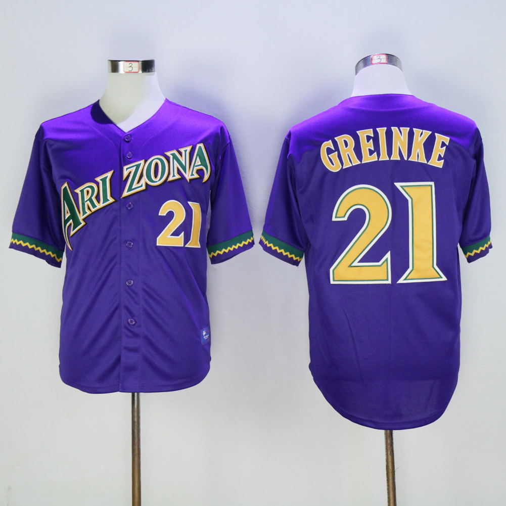 Men Arizona Diamondback #21 Greinke Purple Throwback MLB Jerseys->arizona diamondback->MLB Jersey